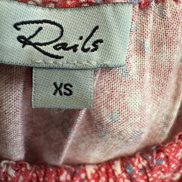 Rails Linen Blend Spaghetti Strap Sun Midi Dress Red Pattern Beach Vacation XS - Picture 9 of 11